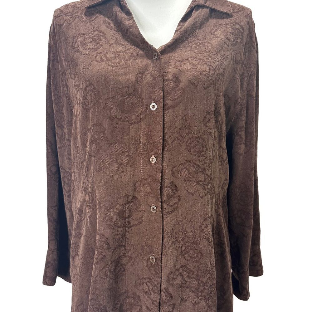Tianello Vintage Brown Floral button down top size L